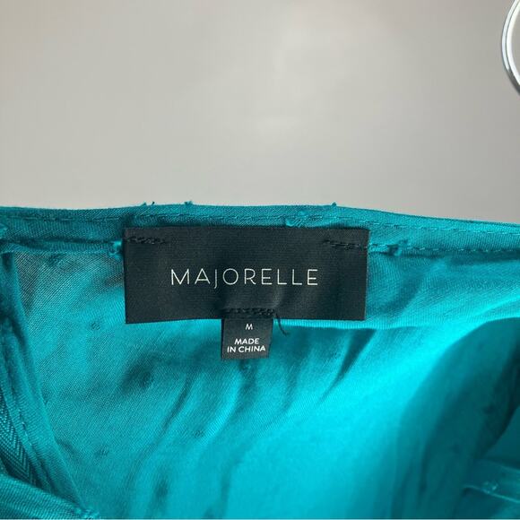 NWT MAJORELLE Solare Midi Dress Swiss Dot Teal Blue Medium - Picture 5 of 7